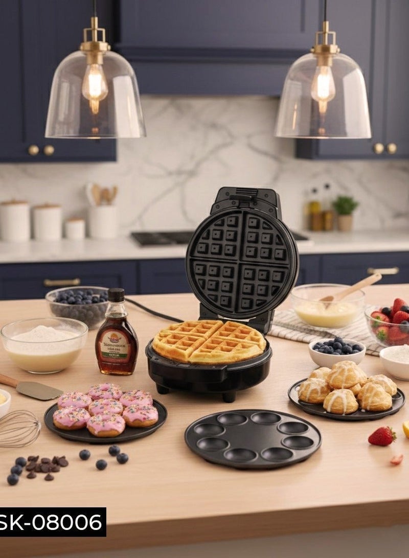 sokany 3-in-1 Design: This versatile waffle maker can also be used to create cartoon-shaped cakes and doughnuts, offering a fun and creative cooking experience. - Image 5